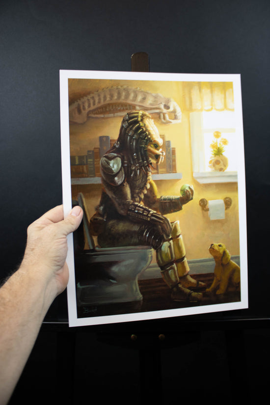 Load image into Gallery viewer, &amp;quot;Before the Hunt&amp;quot; (Predator) Bathroom Parody Art Print

