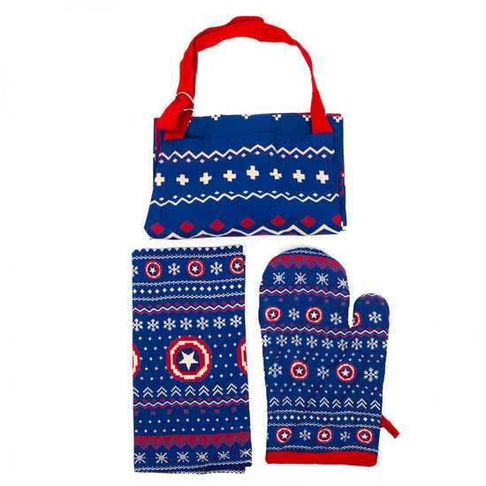 Marvel Captain America 3-Piece Holiday Apron & Kitchen Textile Set