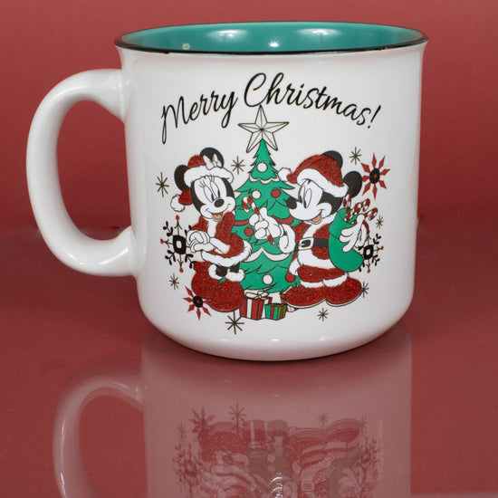 Load image into Gallery viewer, Christmas Mickey &amp;amp; Minnie Mouse (Disney) 20 oz. Ceramic Camper Mug
