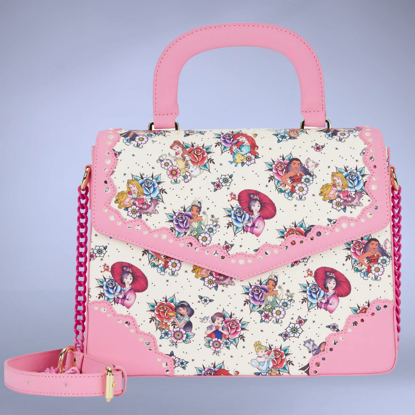 Disney Princess Floral Tattoo Pattern Crossbody Bag by Loungefly