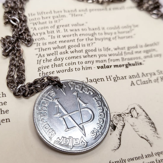 Valar Morghulis Faceless Man Coin Game of Thrones Necklace