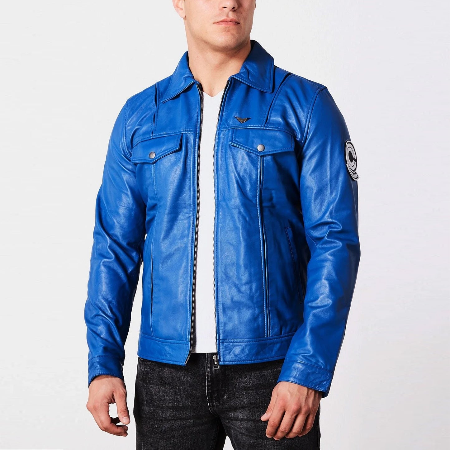 Future Trunks (Dragon Ball Z) Capsule Corp Blue Leather Jacket by