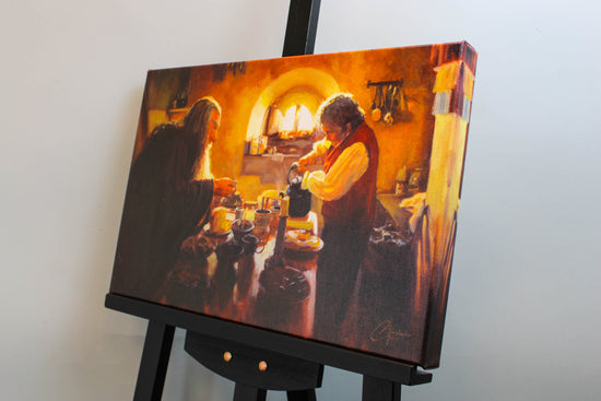 Load image into Gallery viewer, Gandalf and Bilbo Having Tea at Bag End (Lord of the Rings) Premium Art Print

