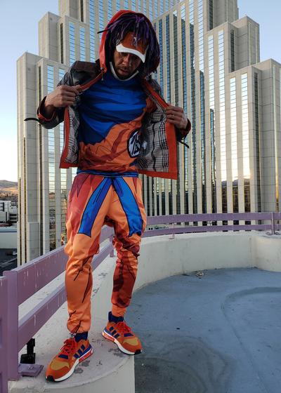 Goku Dragon Ball Z Orange Hooded Mens Brown Leather Jacket by Luca Designs