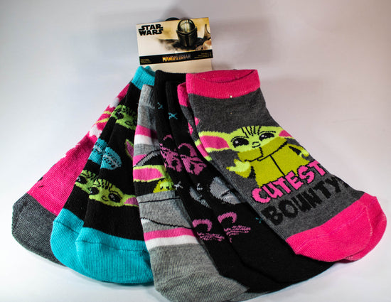 Grogu Star Wars Pink/Charcoal 5-Pack Womens Ankle Socks