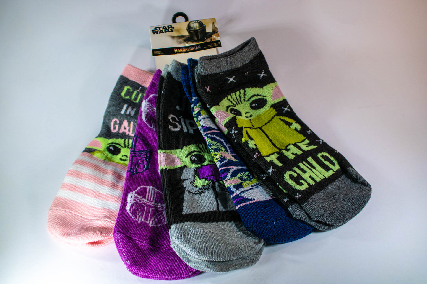 Grogu Star Wars The Mandalorian Purple & Black 5-Pack Women's Ankle Socks