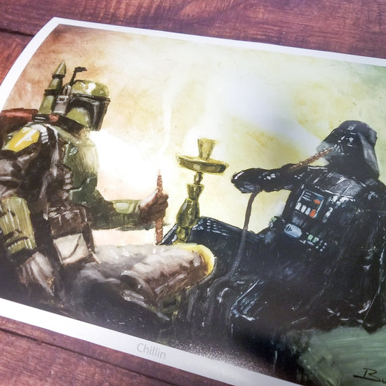Boba Fett and Darth Vader Hookah "Chillin" (Star Wars) Parody Art Print