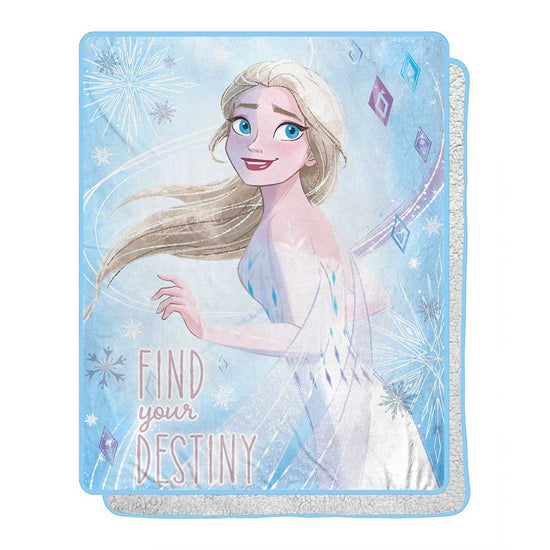 Elsa Frozen "Find Your Destiny" Sherpa Backed Disney Throw Blanket