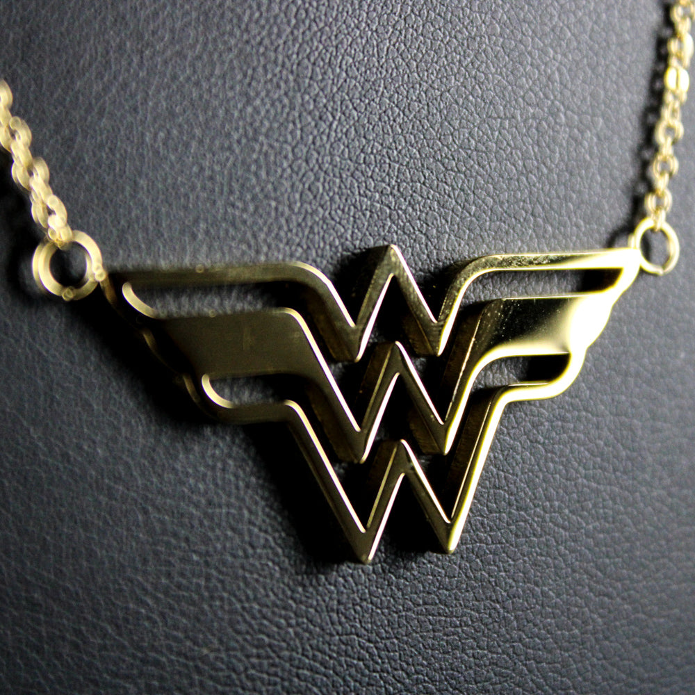 Wonder Woman Comic Emblem Gold-Plated Necklace