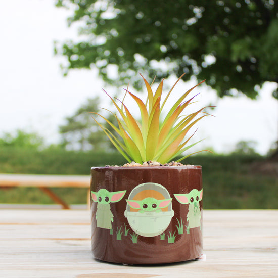 Load image into Gallery viewer, Grogu Baby Yoda (Star Wars: The Mandalorian) Ceramic Planter with Faux Plant
