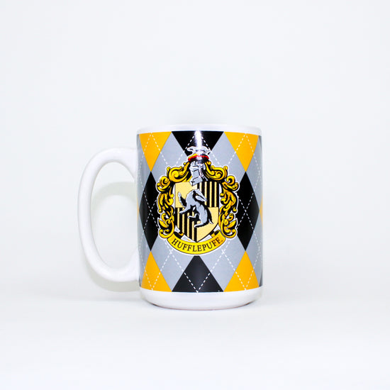 Load image into Gallery viewer, Hufflepuff House (Harry Potter) Argyle Pattern Ceramic Mug
