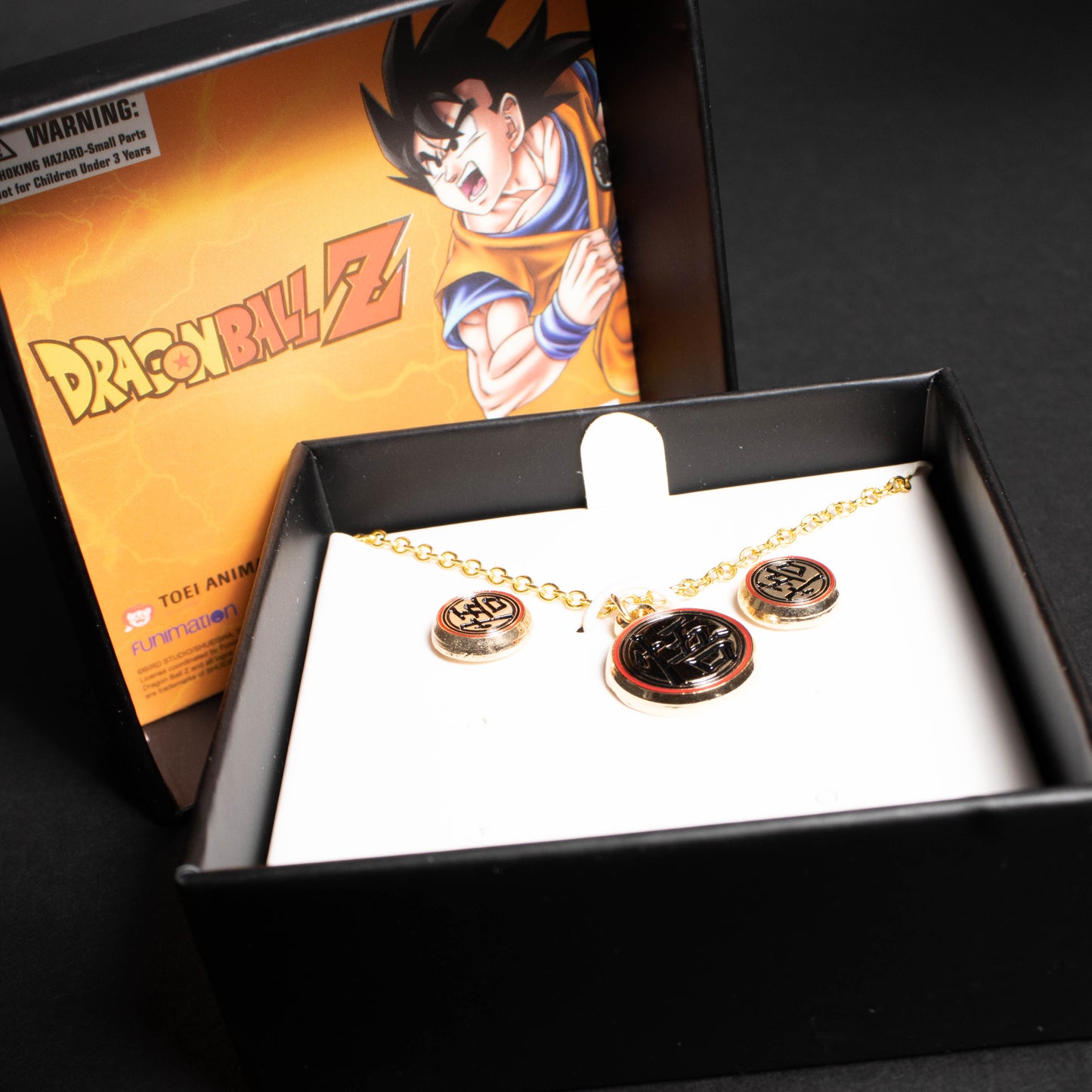 Load image into Gallery viewer, Goku Symbol (Dragon Ball Z) Necklace &amp;amp; Stud Earring Set
