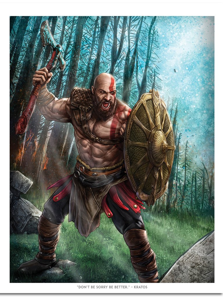 Load image into Gallery viewer, Kratos God of War Premium Art Print
