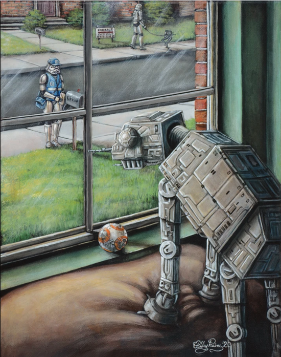 Load image into Gallery viewer, &amp;quot;Longing&amp;quot; Imperial Pupper (Star Wars) Parody Art Print
