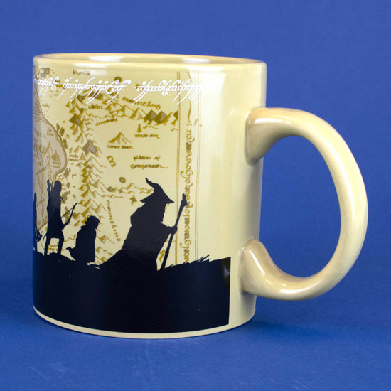 Load image into Gallery viewer, Lord of the Rings Fellowship with Map Background 20oz. Ceramic Mug
