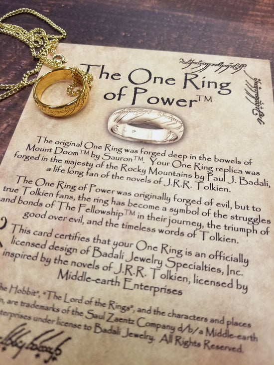 Lord of the Rings One Ring Necklace Replica Gold Plated Sterling Silver