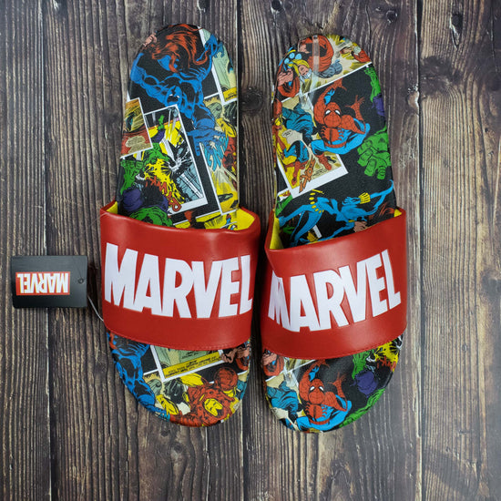 Marvel Logo & Comic Art Unisex Athletic Slide Sandals