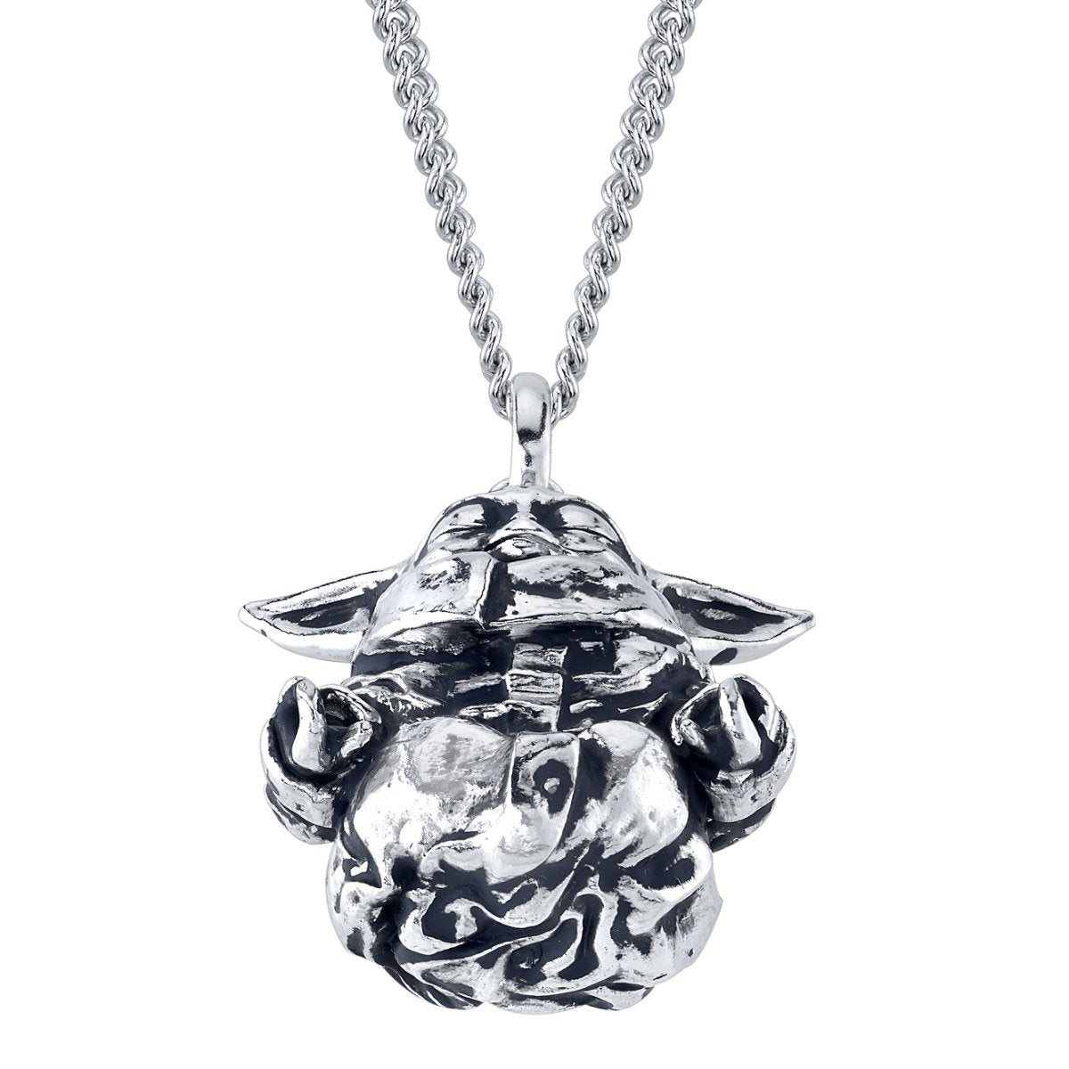 Load image into Gallery viewer, *Clearance!* The Child Grogu (Meditating) Star Wars Sterling Silver Necklace by RockLove
