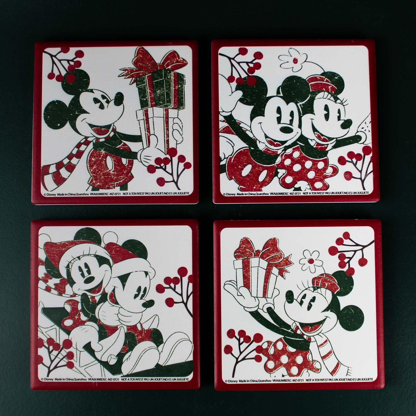 Mickey & Minnie Holiday Disney Coasters Set of 4 – Collector's Outpost