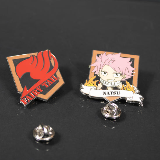 Natsu & Fairy Tail Emblem Enamel 2 Pin Set