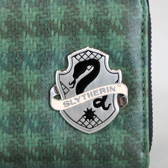 Slytherin Badge (Harry Potter) Hogwarts House Faux Leather Wristlet Zip-Around Wallet