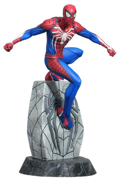 Load image into Gallery viewer, Spider-Man (2018 Edition) Gamerverse Marvel Gallery Statue The hit video game Spider-Man sees its first Gallery PVC Diorama! The web-slinger himself kicks things off with this pensive piece, perched atop a Spider-logo in his new, already-iconic costume. Measuring approximately 10&amp;quot; tall, this PVC sculpture comes packaged in a full-color window box. Designed by Caesar. Sculpted by Cortes Studios
