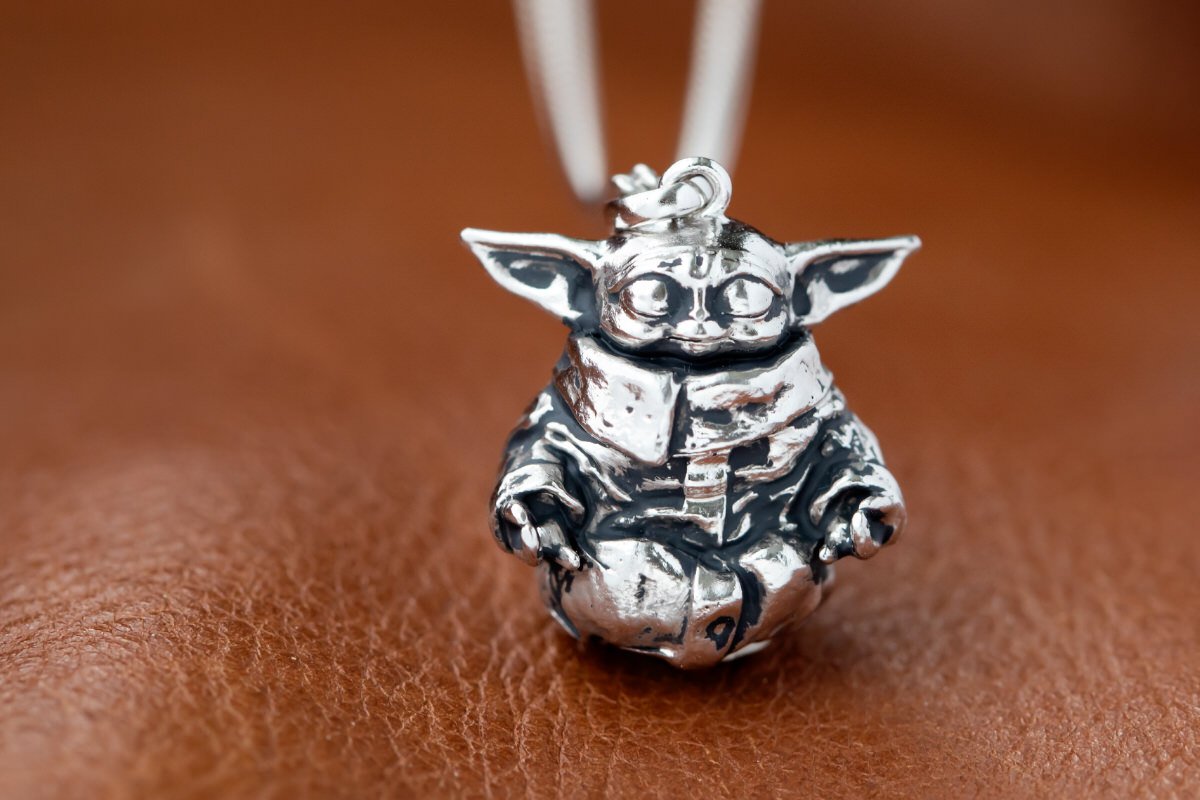 *Clearance!* The Child Grogu (Meditating) Star Wars Sterling Silver Necklace by RockLove