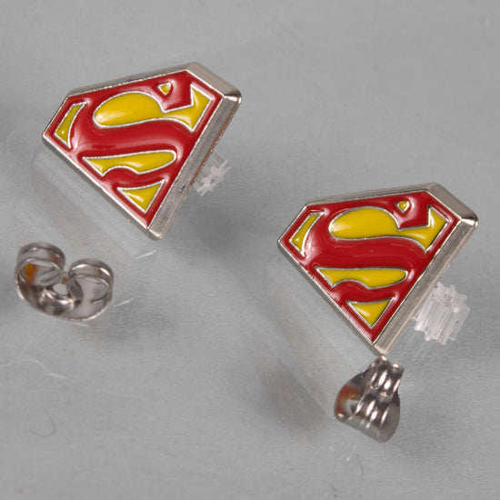 Superman Comic Logo Stud Earrings