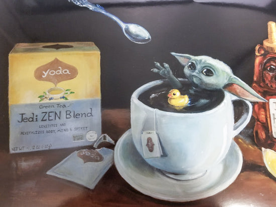 Grogu "Levitea" Jedi Cup of Tea (Star Wars) Parody Art Print