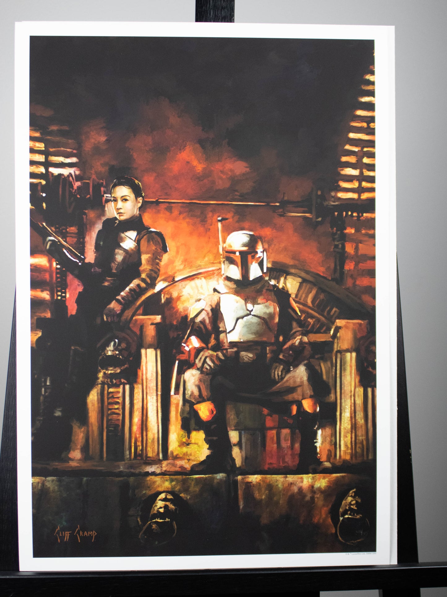 Load image into Gallery viewer, Boba Fett &amp;quot;Taking Court&amp;quot; (Star Wars: The Book of Boba Fett) Premium Art Print
