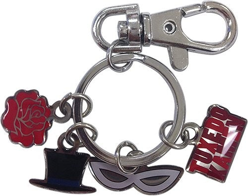 Load image into Gallery viewer, Tuxedo Mask (Sailor Moon) Mini Charms Metal Keychain
