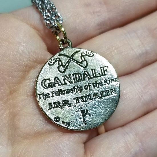 Load image into Gallery viewer, Wisdom of Gandalf™ &amp;quot;The Time That is Given To Us&amp;quot; Bronze Pendant

