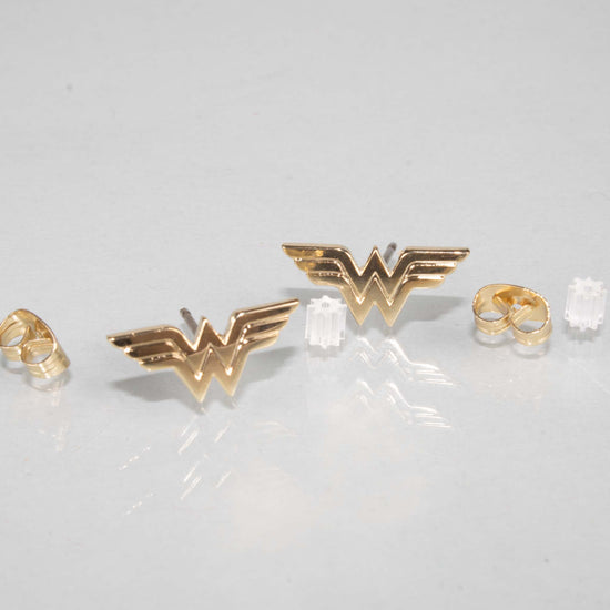 Wonder Woman Logo Gold Plated Stud Earrings