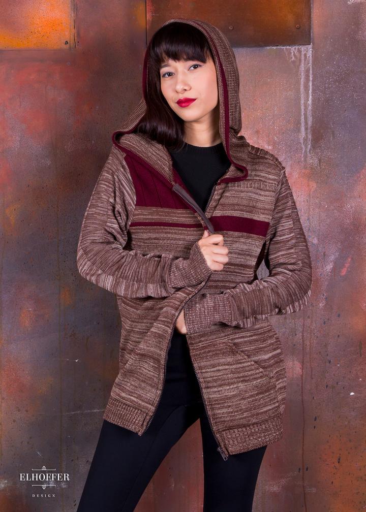 The Galatic Bromance Knit Hoodie by Elhoffer Design - A subtle Star Wars inspired design inspired by Poe Dameron and Finn.  Unisex Fit Front Zipper Thumbholes Knit Hoodie Front Pockets Lighter Knit than our other knit hoodies 100% Acrylic for the SDCC launch, Acrylic/Poly/Cotton/Lycra blended yarn for our reorder.  Made in the USA in limited runs Colors may vary due to monitor settings