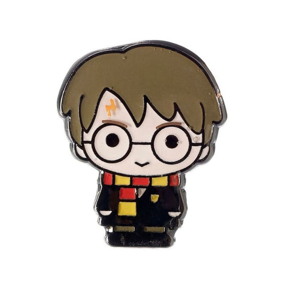 Harry Potter Pin Badge  This Harry Potter Pin Badge has been created using the official style guide from Warner Bros.  Enamel Pin Details:  Around .75" tall and .5" wide (20mm x 16mm) Beautiful colors protected by a high-gloss finish Enamel pin arrives on a printed Harry Potter card backer Quality metal badge pin with butterfly clutch backing