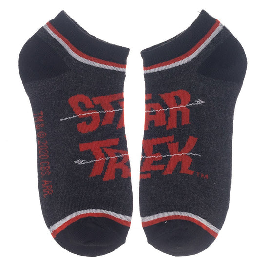 Set phasers to stun and pick your Starfleet Division!  Star Trek Starfleet Badge inspired womens ankle sock set of 5 pairs.  Product Details : 5 Pair Pack Fabrication: 98% Polyester, 2% Spandex Sizing: Sock Size 9-11/Fits Shoe Size 5-10