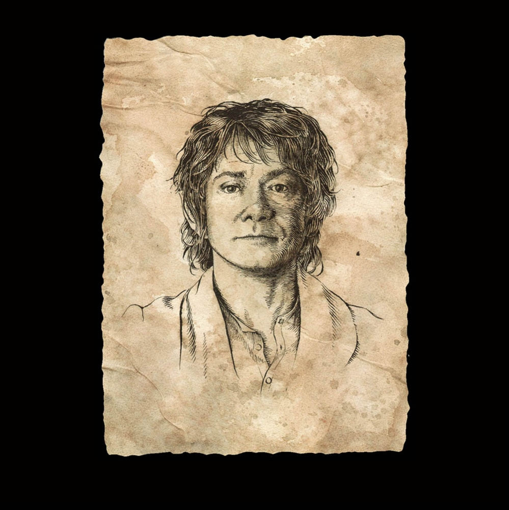 Bilbo Baggins (The Hobbit) Portrait Sketch Art Print on Parchment Paper by Weta Workshop
