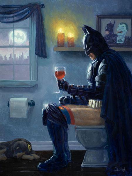 Load image into Gallery viewer, Batman Bathroom Parody Art Print
