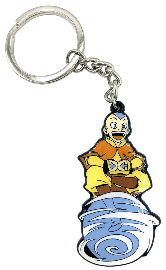 Load image into Gallery viewer, Aang on Air Scooter (Avatar: The Last Airbender) Metal Enamel Keychain
