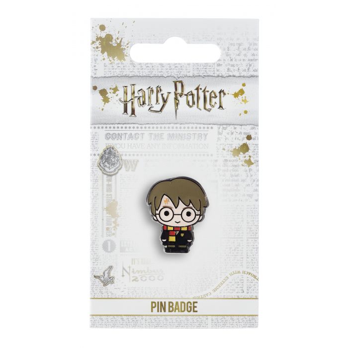 Harry Potter Pin Badge  This Harry Potter Pin Badge has been created using the official style guide from Warner Bros.  Enamel Pin Details:  Around .75" tall and .5" wide (20mm x 16mm) Beautiful colors protected by a high-gloss finish Enamel pin arrives on a printed Harry Potter card backer Quality metal badge pin with butterfly clutch backing