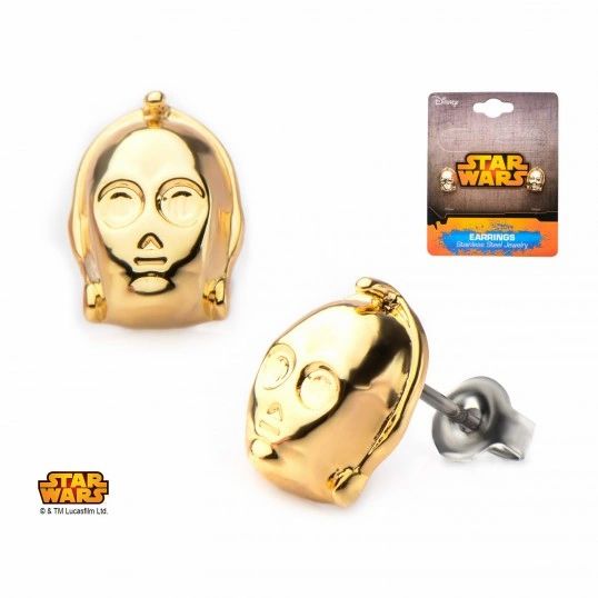 Load image into Gallery viewer, C-3PO Face (Star Wars) Gold Plated Earrings
