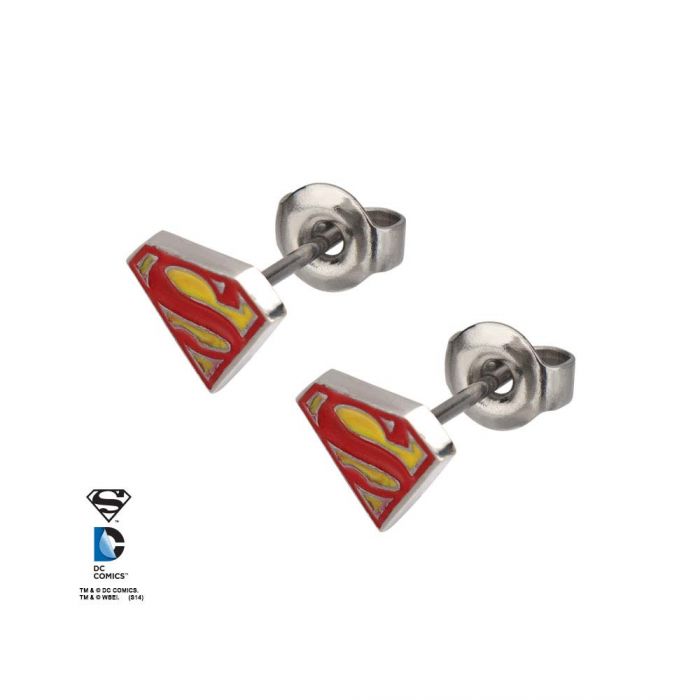 Load image into Gallery viewer, Superman Comic Logo Stud Earrings
