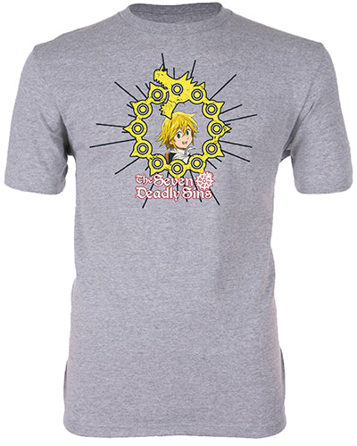 Meliodas The Seven Deadly Sins unisex fit T-shirt Official My Hero Academia apparel. Cotton blend shirt. Unisex fit T-shirt with standard adult sizing. Machine wash cold with like colors, tumble dry low.Meliodas (The Seven Deadly Sins) Gray Shirt