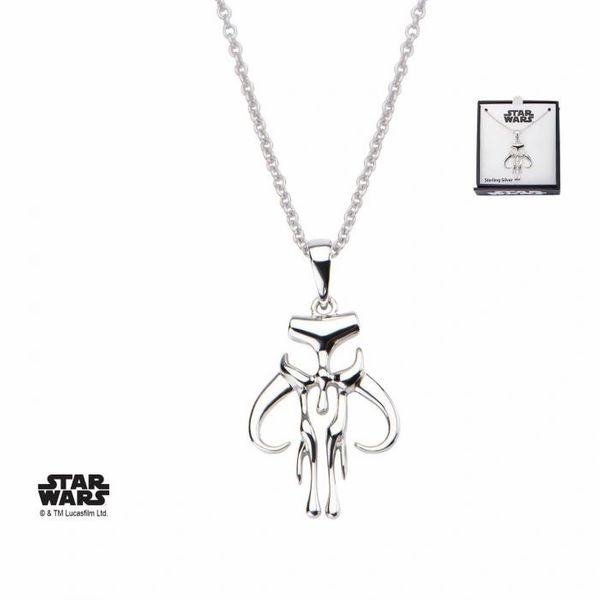 Load image into Gallery viewer, Mandalorian Mythosaur Symbol (Star Wars) Sterling Silver Necklace
