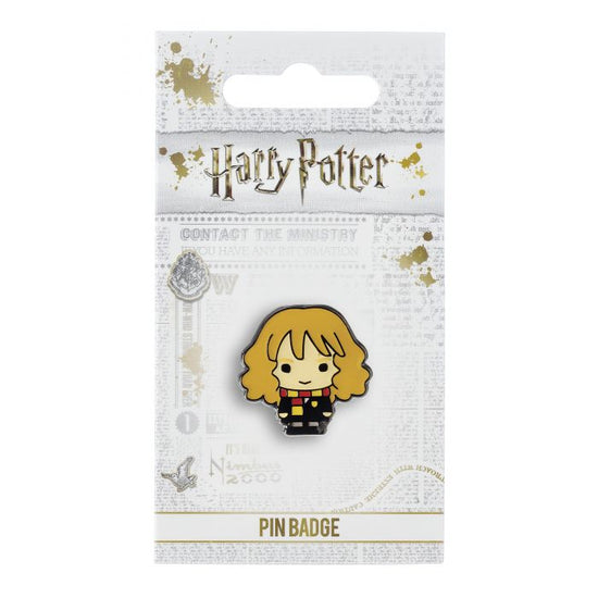 Load image into Gallery viewer, Hermione Granger Badge Pin  This Harry Potter Pin Badge has been created using the official style guide from Warner Bros.  Enamel Pin Details:  Around .75&amp;quot; tall and .5&amp;quot; wide (20mm x 16mm) Beautiful colors protected by a high-gloss finish Enamel pin arrives on a printed Harry Potter card backer Quality metal badge pin with butterfly clutch backing  

