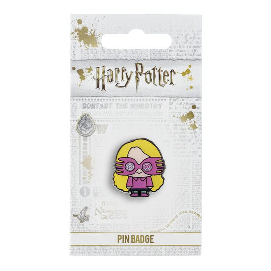 Luna Lovegood Pin Badge  This Harry Potter Pin Badge has been created using the official style guide from Warner Bros.  Enamel Pin Details:  Around .75" tall and .5" wide (20mm x 16mm) Beautiful colors protected by a high-gloss finish Enamel pin arrives on a printed Harry Potter card backer Quality metal badge pin with butterfly clutch backing