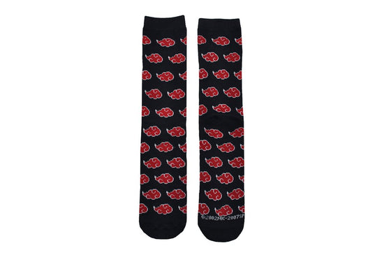 Load image into Gallery viewer, Akatsuki Symbol Crew Socks  Akatsuki Red Clouds from Naruto mean only one thing - bad guys.  Join up with the secret Akatsuki organization with these officially licensed Naruto socks, featuring a pattern of Akatsuki clouds against a black background. Akatsuki (Naruto: Shippuden) Symbol Crew Socks
