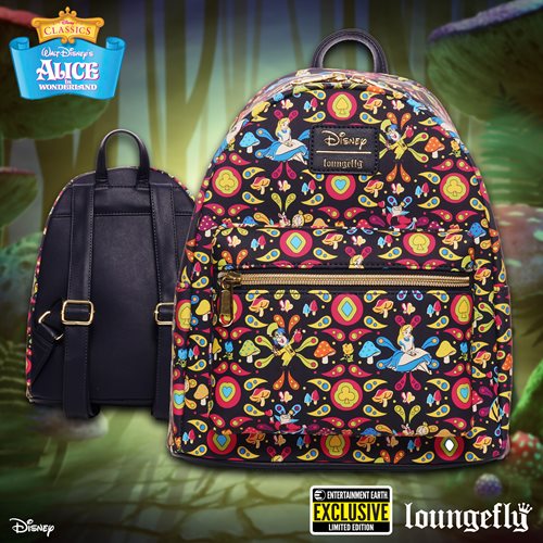 Alice in Wonderland Retro Print (Disney) EE Exclusive Mini Backpack by Loungefly
