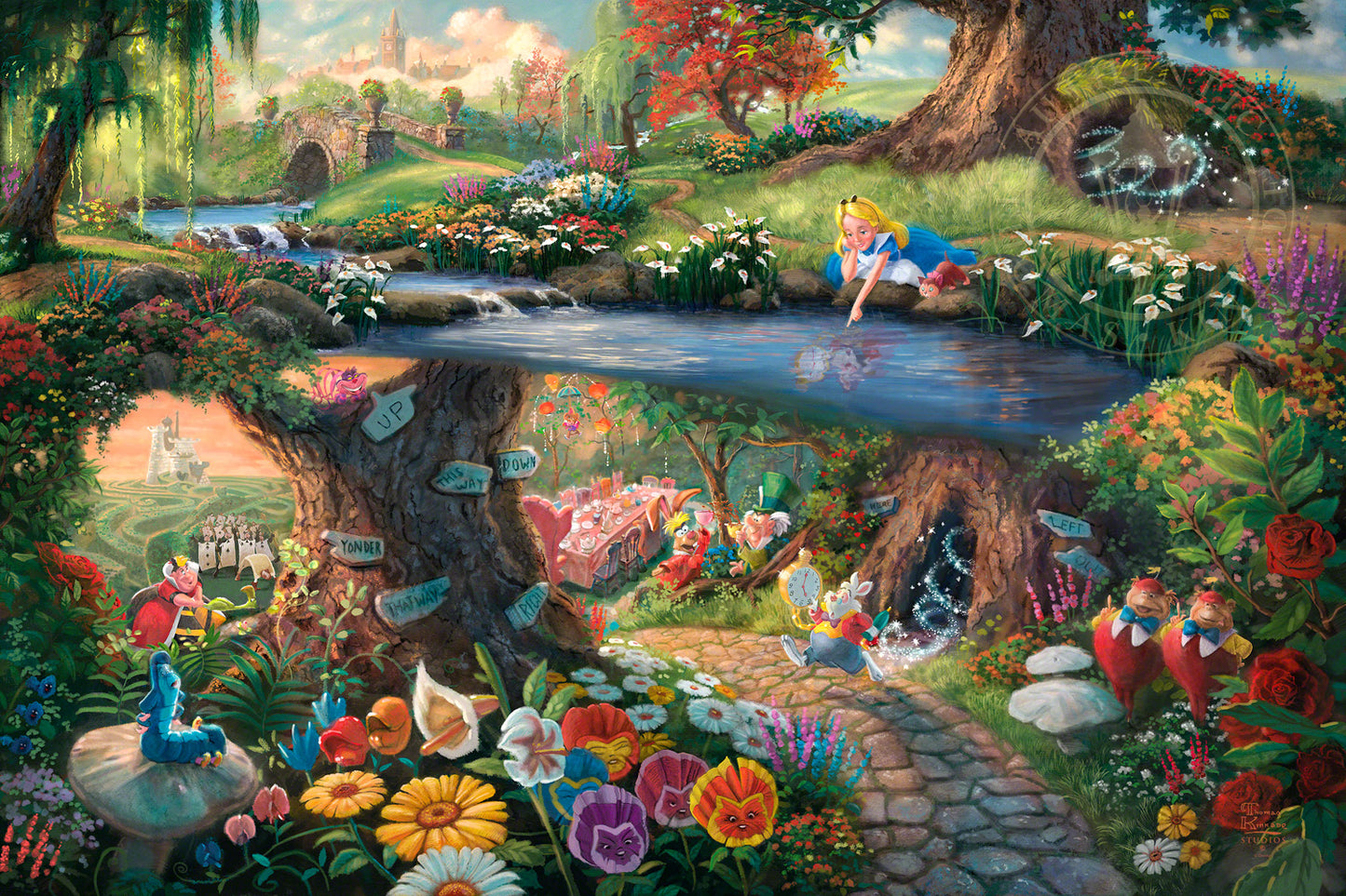 Alice in Wonderland Thomas Kinkade Art Print Framed