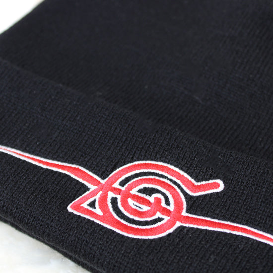 Anti-Leaf Village (Naruto Shippuden) Black Embroidered Beanie Hat